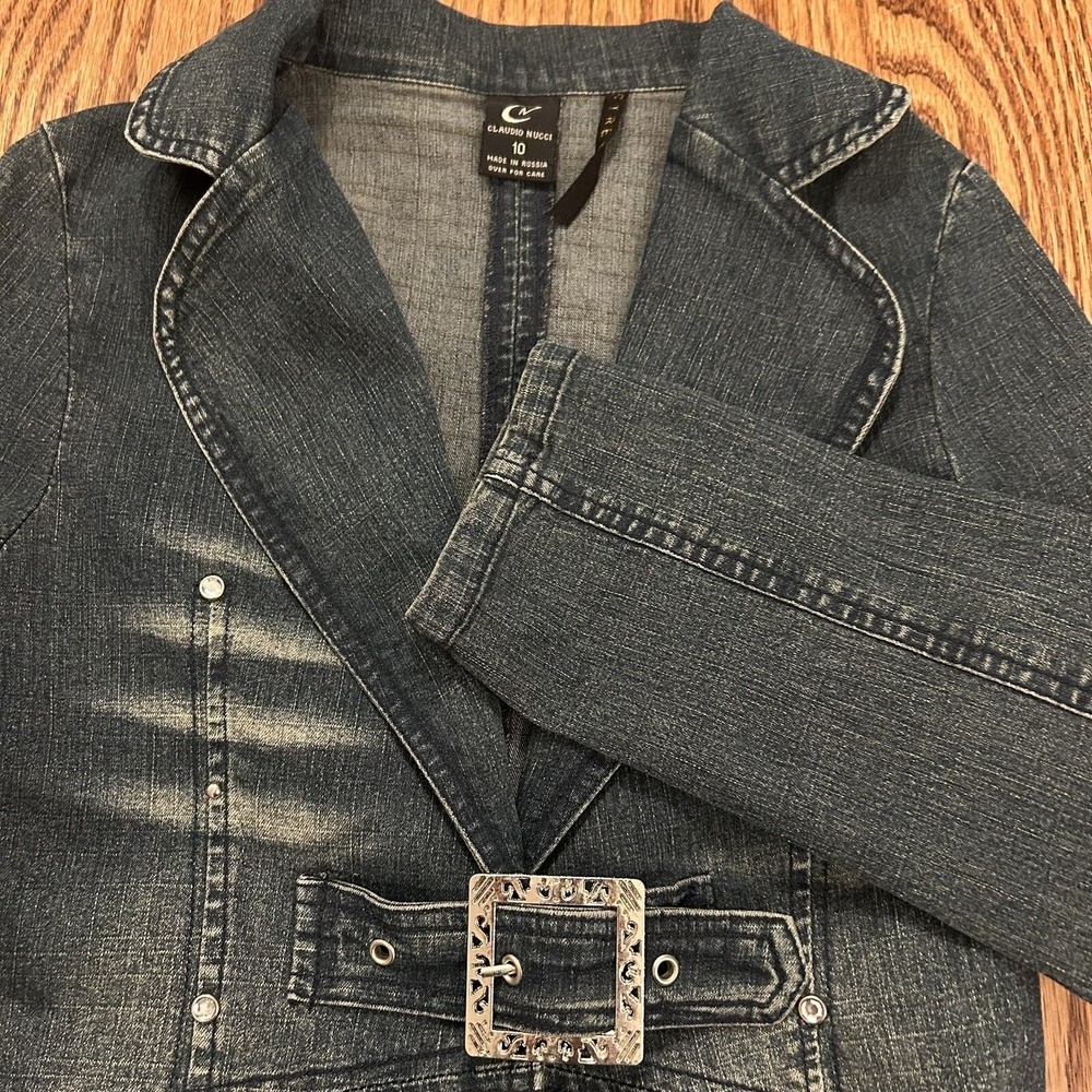 Claudio Nucci Youth Jeans Jacket Size 10 Blue Long Sleeve Fall